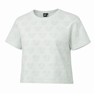 NWOT Disney Mickey Mouse Pattern Women’s Pastel Min Green Crewneck Tee Large